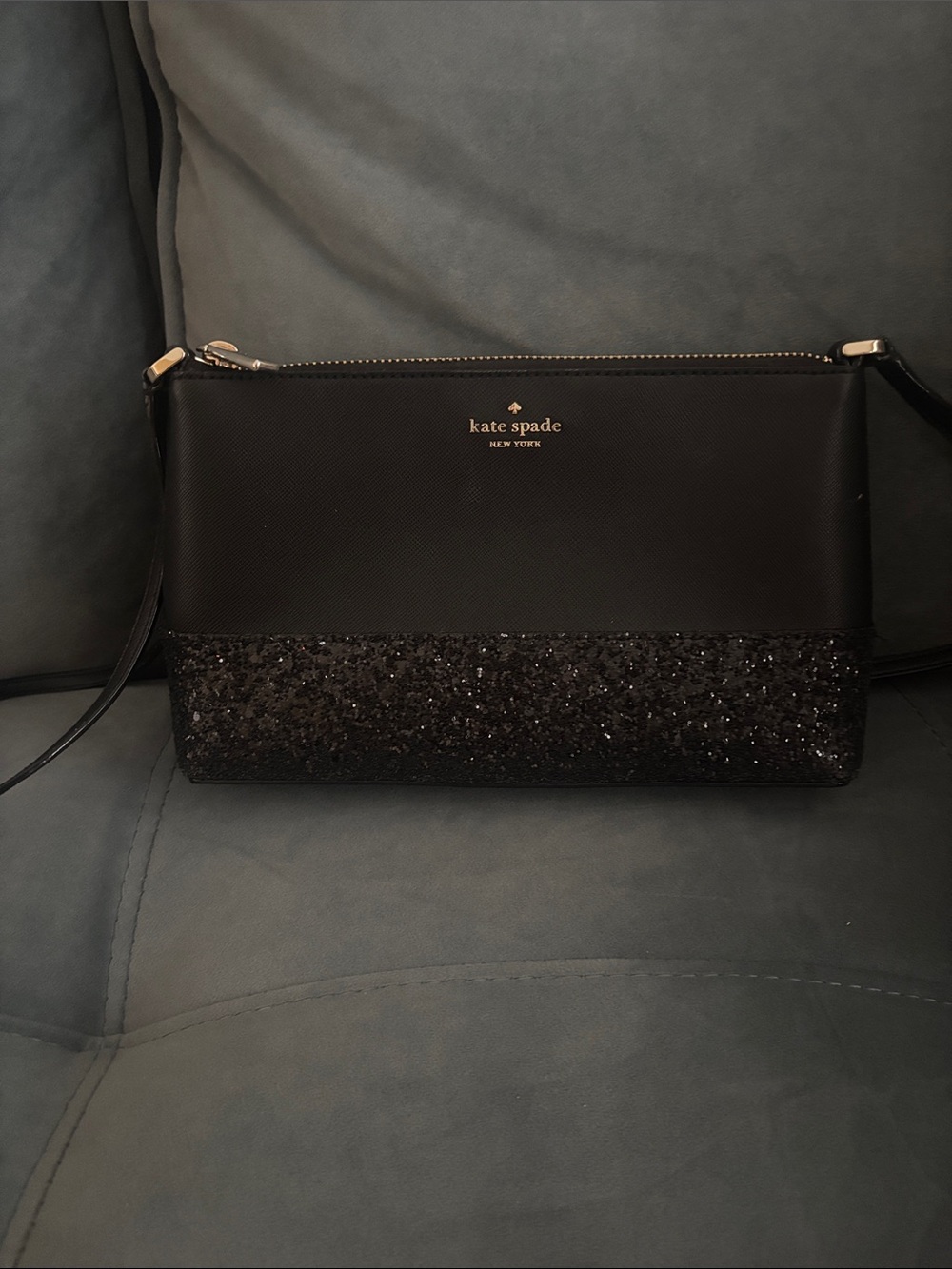 kate spade Black Glitter Saffiano Crossbody